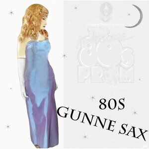 Vintage Gunne Sax Strapless Formal Gown Aqua to Lavender with Rhinestones VFG